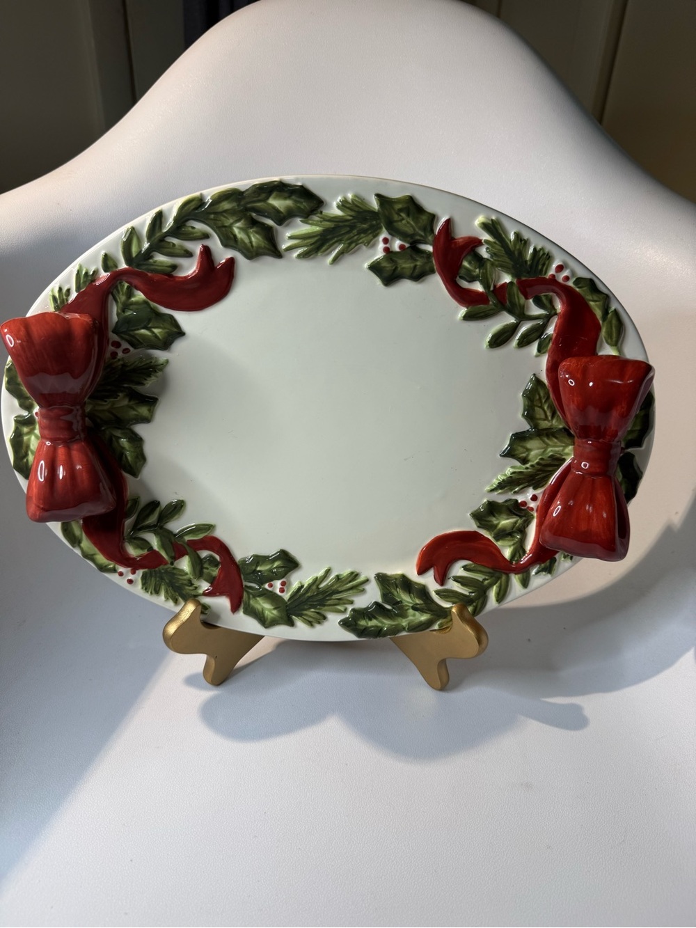 vtg American Atelier Santa 5052 decorative earthenware Christmas platter
